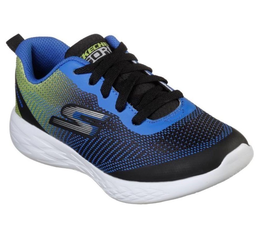 Children Skechers | Skechers Go Run 600 - Haddox Blk/Blue/Lime