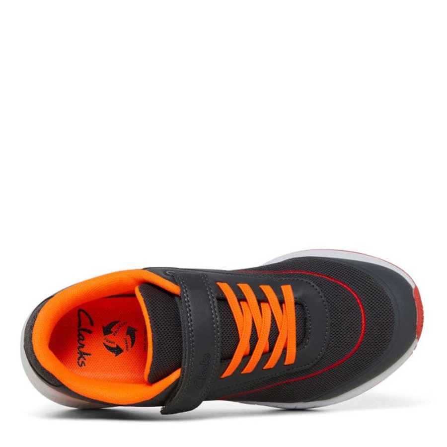 Children Clarks | Clarks Hurricane Graphite/Neon Orange