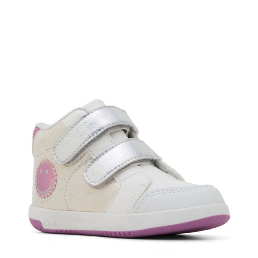 Children Clarks | Clarks Rhea E White Silver