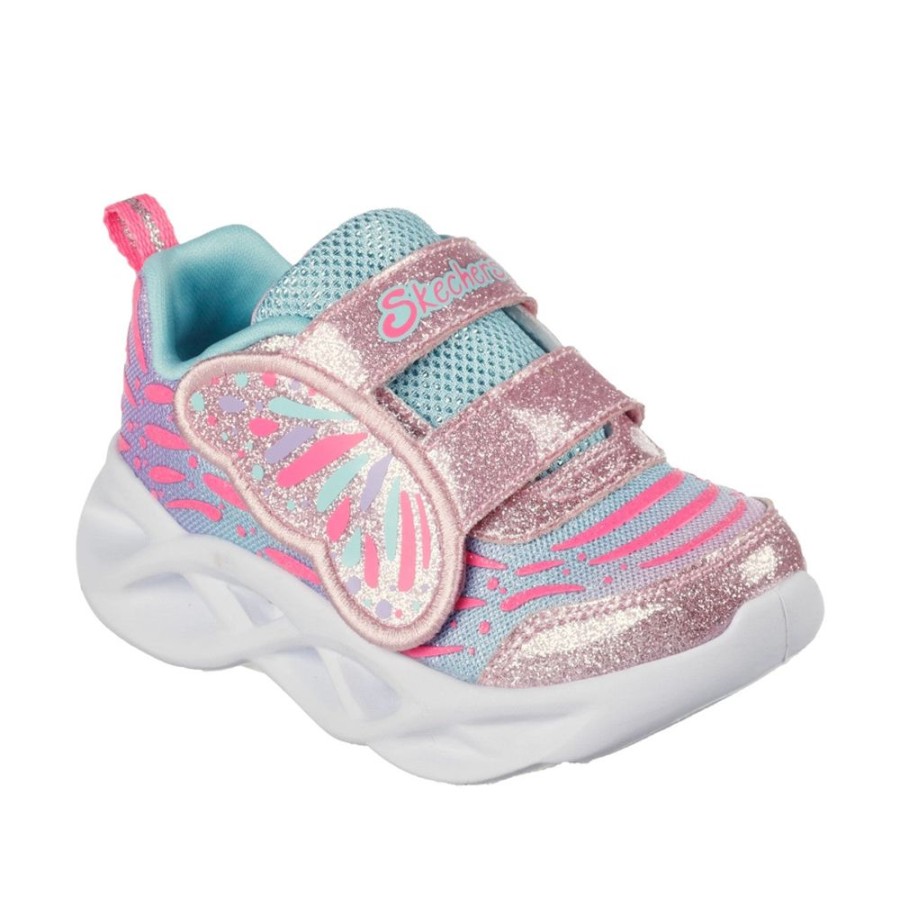 Children Skechers | Skechers Twisty Brights Wingin It Pink Turquoise