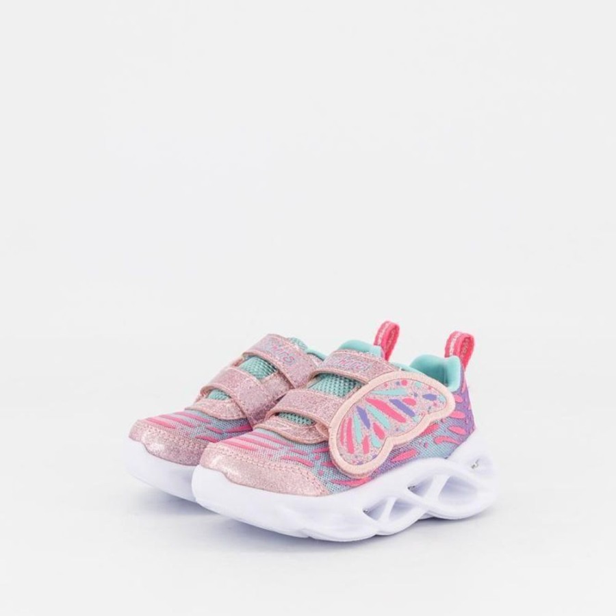 Children Skechers | Skechers Twisty Brights Wingin It Pink Turquoise