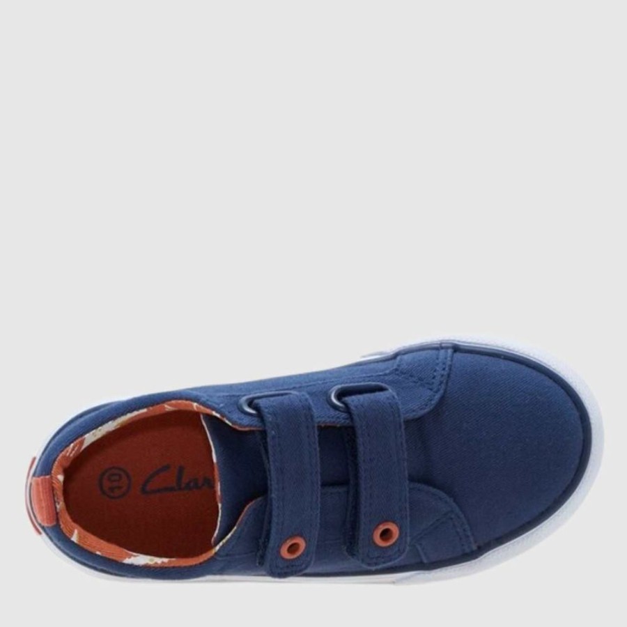 Children Clarks | Clarks Luke E Navy/Tangerine