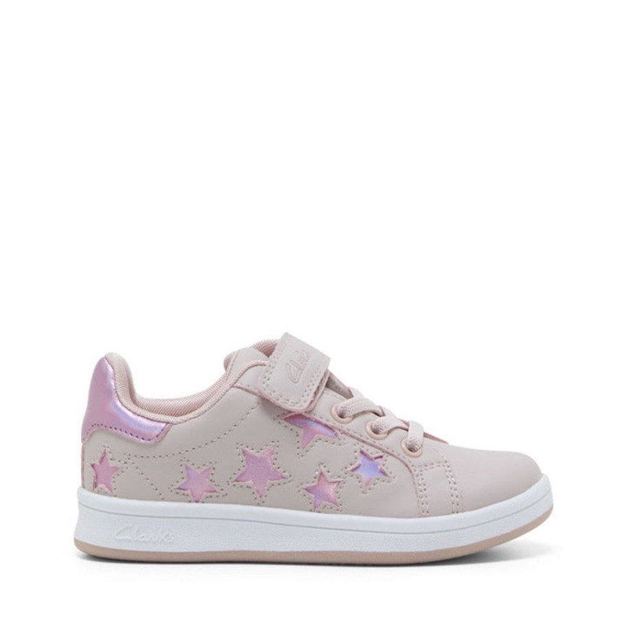 Children Clarks | Clarks Delaney Junior E+ Blush Pink Hologram