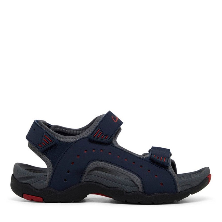 Children Clarks | Clarks Terry E Navy Grey Red