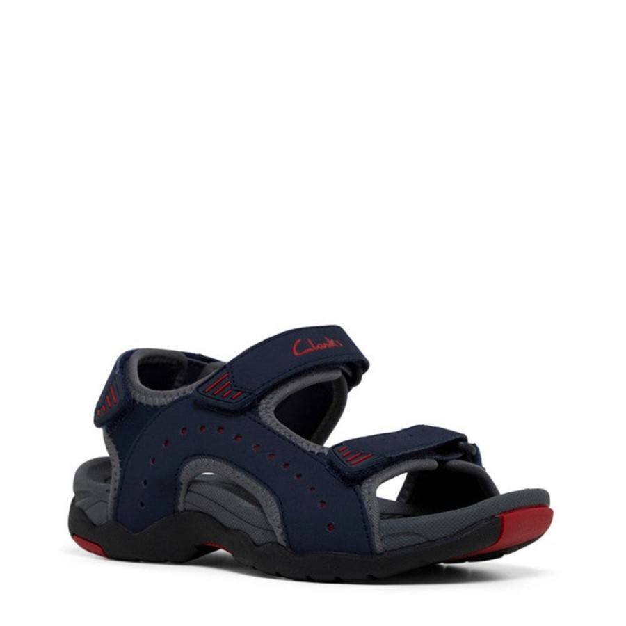 Children Clarks | Clarks Terry E Navy Grey Red