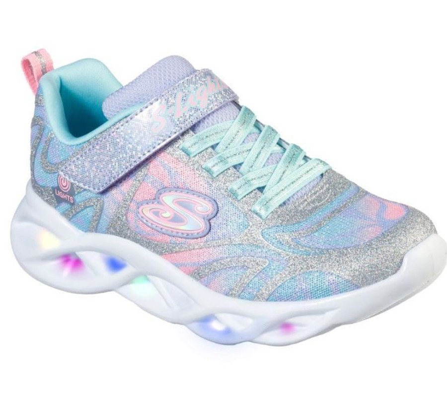 Children Skechers | Skechers Twisty Brights Silver Multi 2